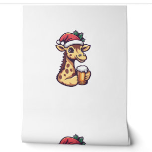 Funny Christmas Giraffe With Beer Comic   Wallpaper