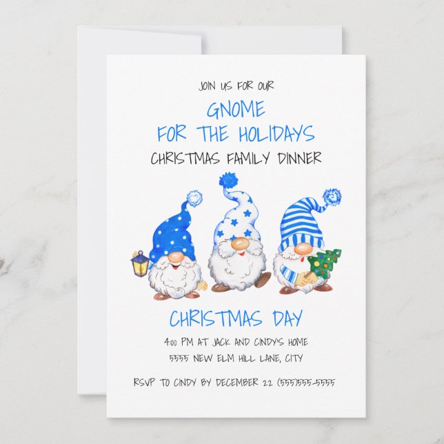Funny Christmas Gnome For the Holidays Dinner  Invitation (Front)