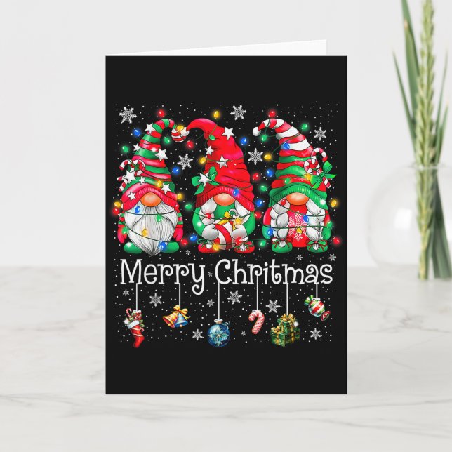 Funny Christmas Gnome Hanging With My Gnomies Fami Card (Front)