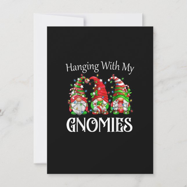 Funny Christmas Gnome Hanging With My Gnomies Fami Invitation (Front)