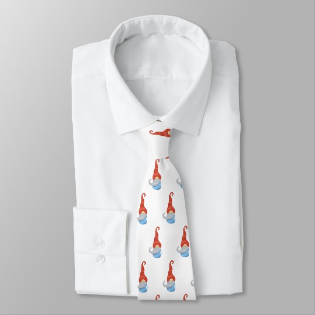 Funny Christmas Gnome Necktie – Cute Holiday Tie  (Tied)