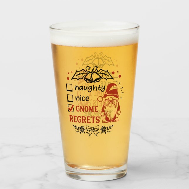 funny Christmas gnome word art  Glass (Front Filled)