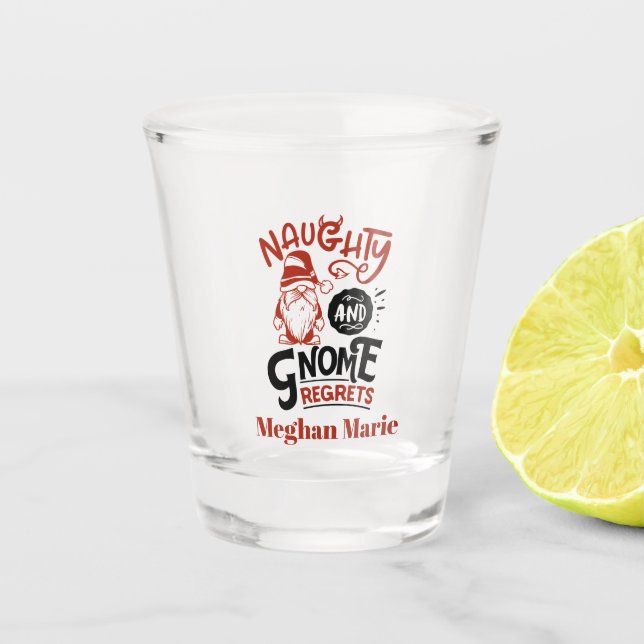 funny Christmas gnome word art Shot Glass (Front)