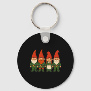 Funny Christmas Gnomes Dressed As Elves Key Ring