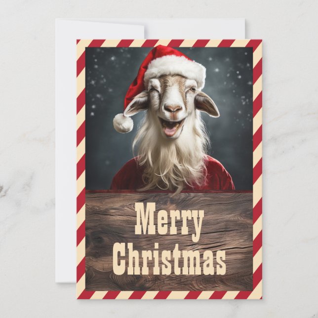 Funny Christmas Goat Holiday Card (Front)