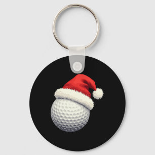 Funny Christmas Golf Santa Ball With Hat In Xmas Key Ring