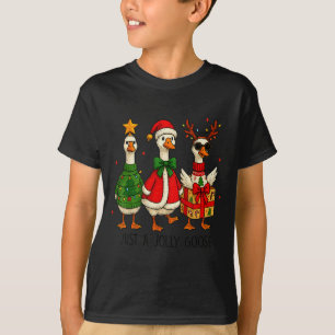 Funny Christmas Goose Jolly Geese Santa Reindeer X T-Shirt