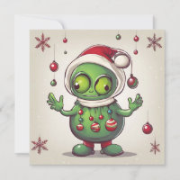 Funny Christmas Green Alien