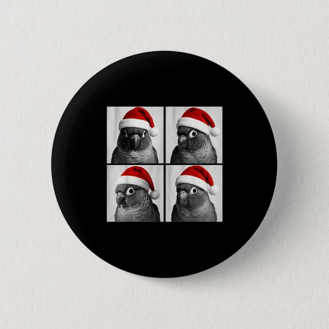 Funny Christmas Green Cheek Conure Santa Photo Boo 6 Cm Round Badge (Front)