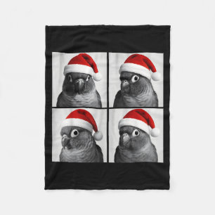 Funny Christmas Green Cheek Conure Santa Photo Boo Fleece Blanket
