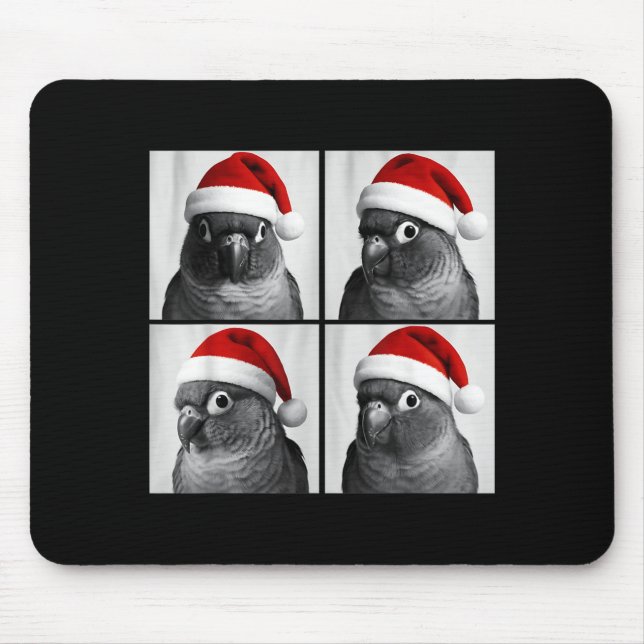 Funny Christmas Green Cheek Conure Santa Photo Boo Mouse Mat (Front)