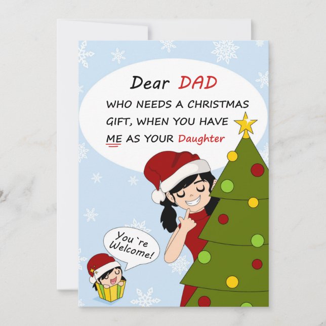 Funny Christmas Greeting From Mischievous Daughter Holiday Card (Front)