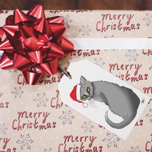 Funny Christmas Grey Cat Gift Tags