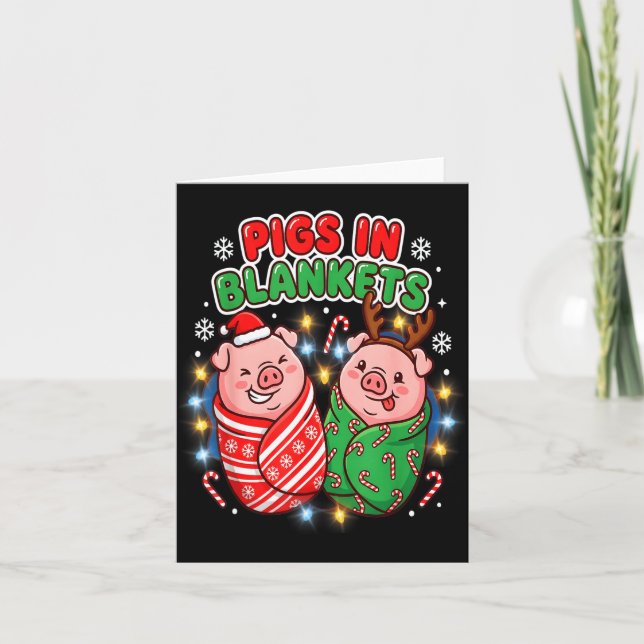 Funny Christmas Gs In Blankets Festive Food Pun  Card (Front)