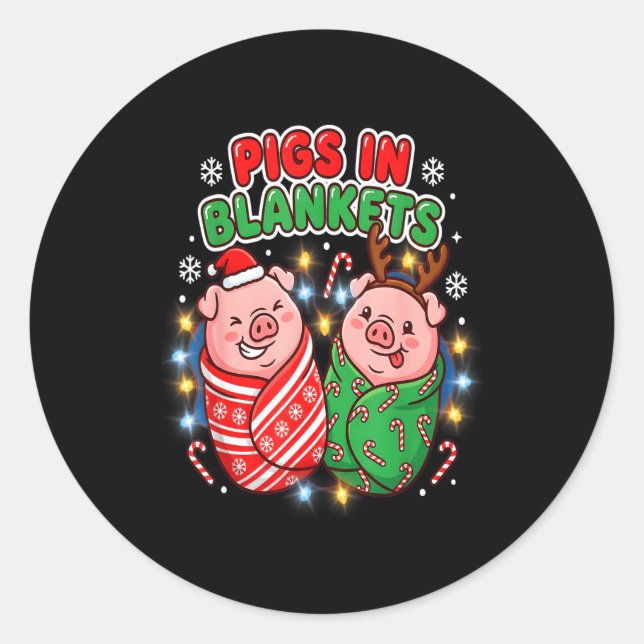 Funny Christmas Gs In Blankets Festive Food Pun  Classic Round Sticker (Front)