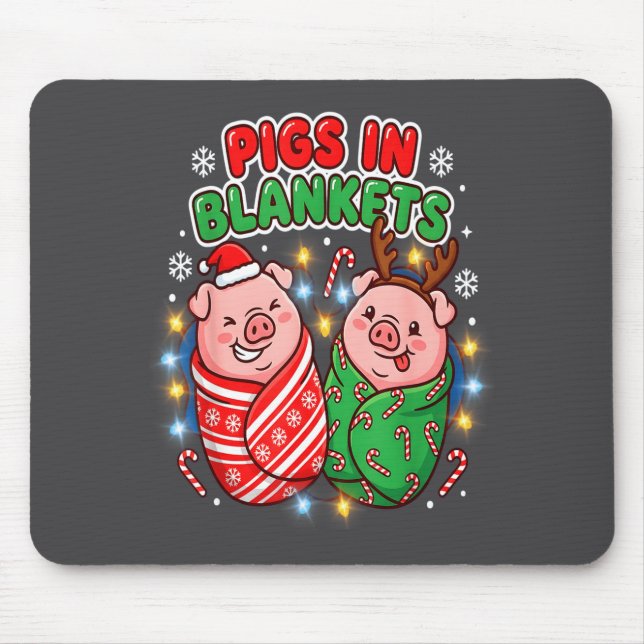 Funny Christmas Gs In Blankets Festive Food Pun  Mouse Mat (Front)
