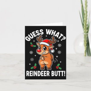 Funny Christmas Guess What Reindeer Butt Santa Hat Card