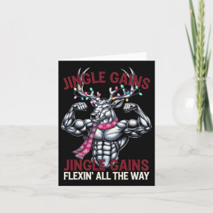 Funny Christmas Gym Workout Reindeer Jingle Gains  Card