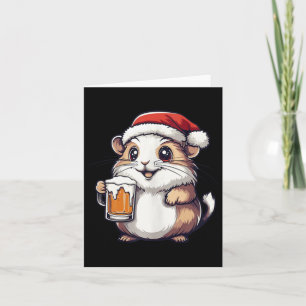 Funny Christmas Hamster With Beer Comic  Card