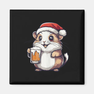 Funny Christmas Hamster With Beer Comic  Magnet
