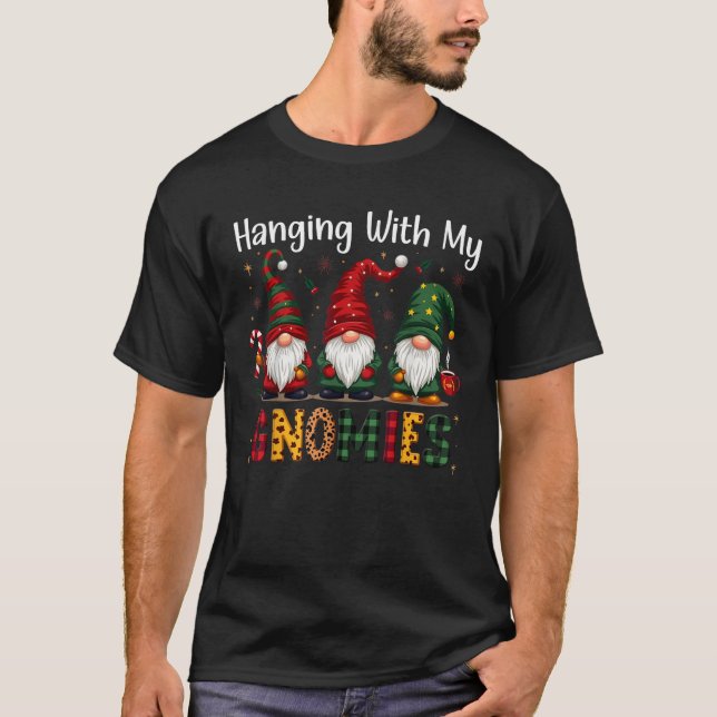 Funny Christmas Hanging With My Gnomies Pajamas Me T-Shirt (Front)