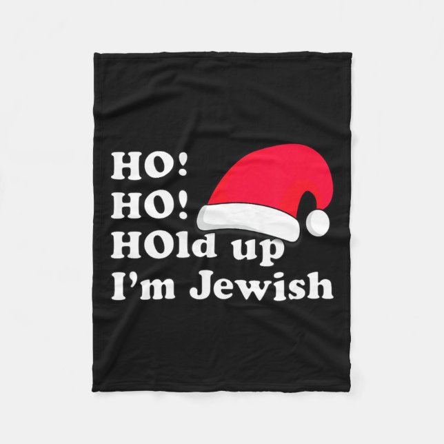 Funny Christmas Hat Design For Irreverent Jewish P Fleece Blanket (Front)