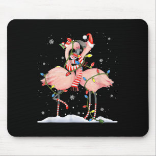 Funny Christmas Hat Santa Flamingo Light Xmas Paja Mouse Mat