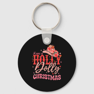 Funny Christmas Have A Holly Christmas Jolly Cowgi Key Ring