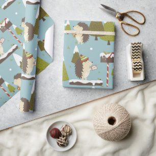 Funny Christmas Hedgehog Wrapping Paper