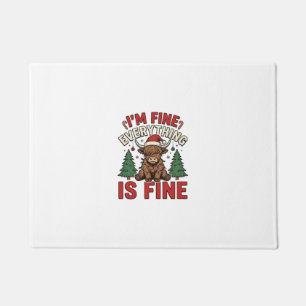 Funny Christmas Highland Cow I’m Fine Everything I Doormat