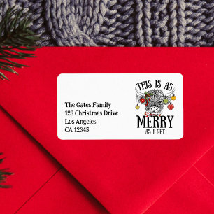 Funny Christmas Highland Cow Label