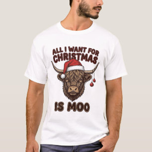 Funny Christmas Highland Cow Moo Shirt Design_1