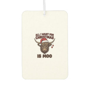 Funny Christmas Highland Cow Moo Shirt Design_1 Car Air Freshener