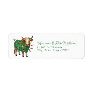 Funny Christmas Highland Cow Return Address Labels