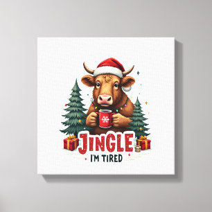 Funny Christmas Highland Cow Vintage Holiday Quote Canvas Print