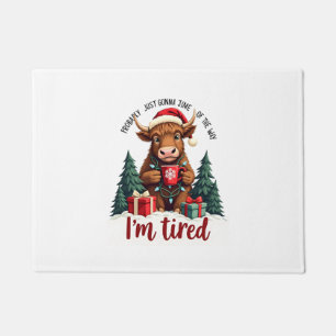 Funny Christmas Highland Cow Vintage Holiday Quote Doormat