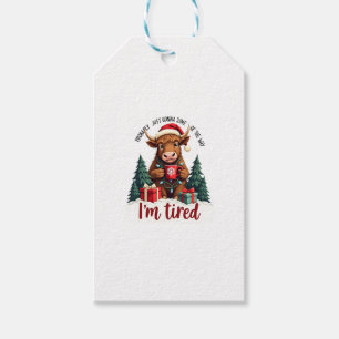 Funny Christmas Highland Cow Vintage Holiday Quote Gift Tags