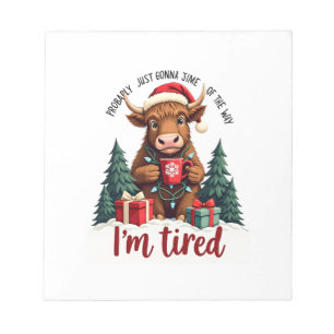 Funny Christmas Highland Cow Vintage Holiday Quote Notepad