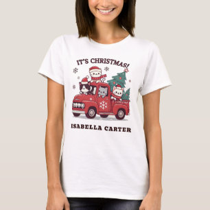 Funny Christmas Hilarious Cat Women Basic T-Shirt