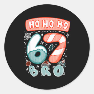 Funny Christmas Ho 67 Six Seven Meme Bro Cookie Ca Classic Round Sticker