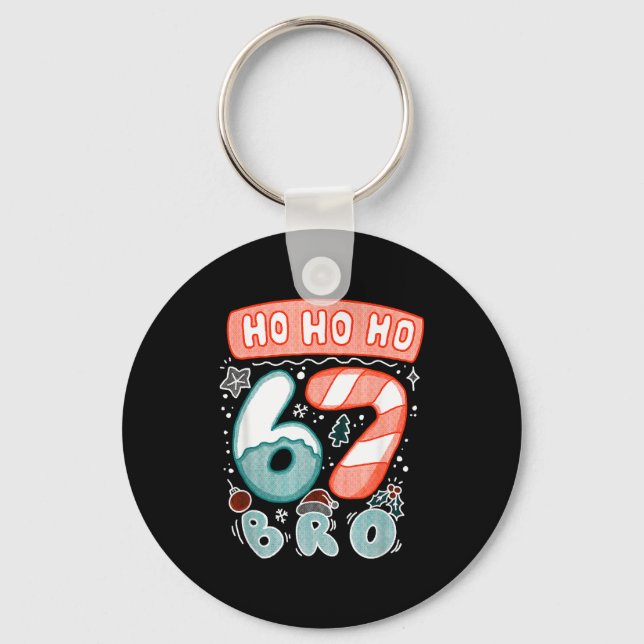Funny Christmas Ho 67 Six Seven Meme Bro Cookie Ca Key Ring (Front)