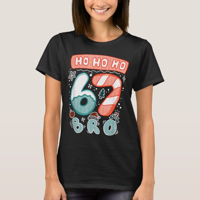 Funny Christmas Ho 67 Six Seven Meme Bro Cookie Ca T-Shirt (Front)