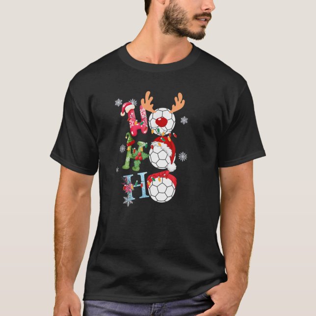 Funny Christmas Ho Ho Ho Football Soccer Xmas Holi T-Shirt (Front)