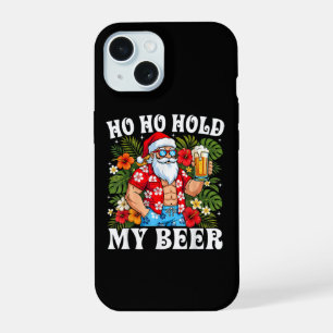 Funny Christmas Ho Ho Hold My Beer Santa iPhone 15 Case