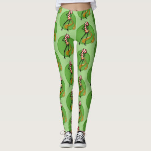 FUNNY CHRISTMAS HOLIDAY CANDY CANE WOMAN LEGGINGS