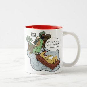 Funny Christmas Holiday Cartoon - Reindeer Therapy Two-Tone Coffee Mug