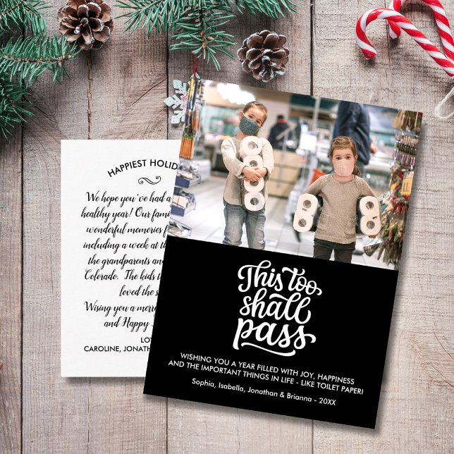 Funny Christmas Holiday Family Photo Custom Text Postcard (Creator Uploaded)