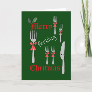 Funny Christmas Holiday Merry Forking Christmas Card