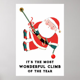Funny Christmas Holiday Rock Climbing Poster
