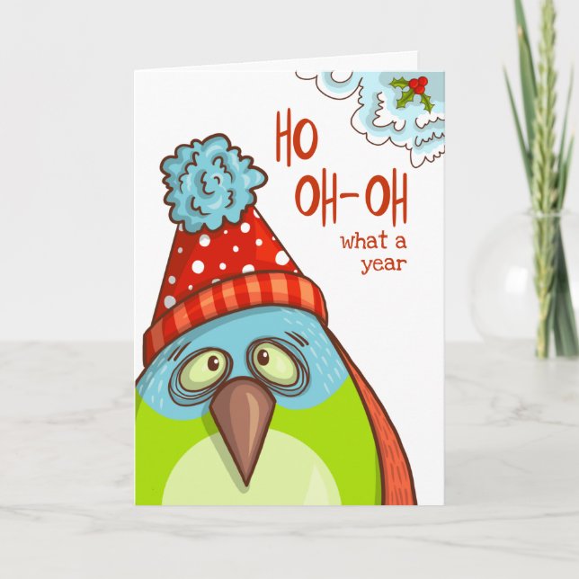 Funny Christmas Holidays Sayings Festive Bird Holiday Card (Front)